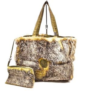 Chanel Fur Tote Bag with Removable Pouch Rabbit Fur